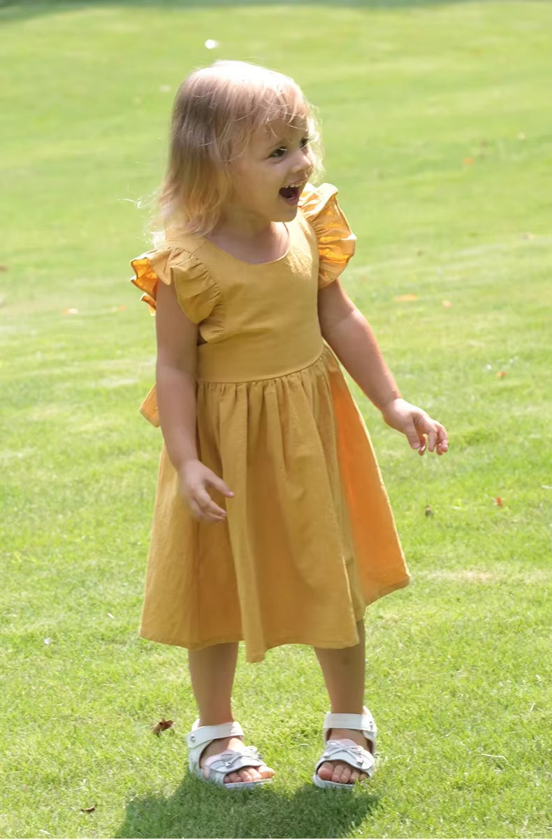 Cozy Flower Girls Dress Summer Bow Dress