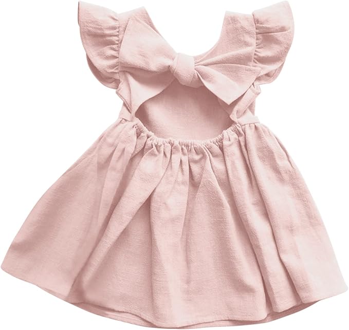 Cozy Flower Girls Dress Summer Bow Dress