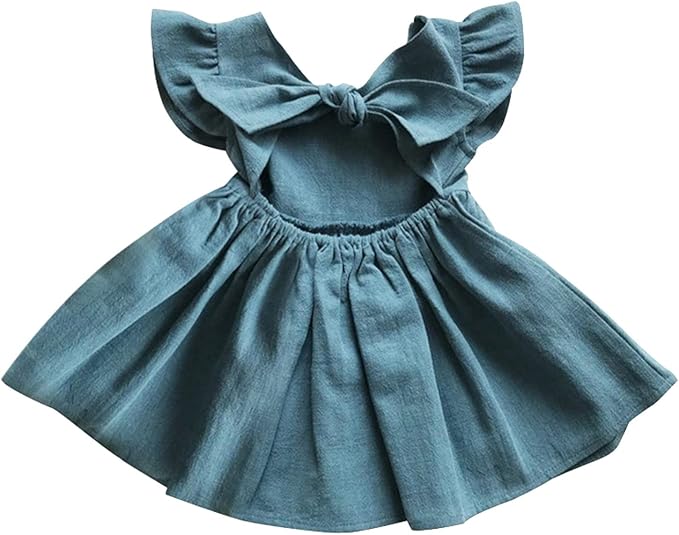 Cozy Flower Girls Dress Summer Bow Dress
