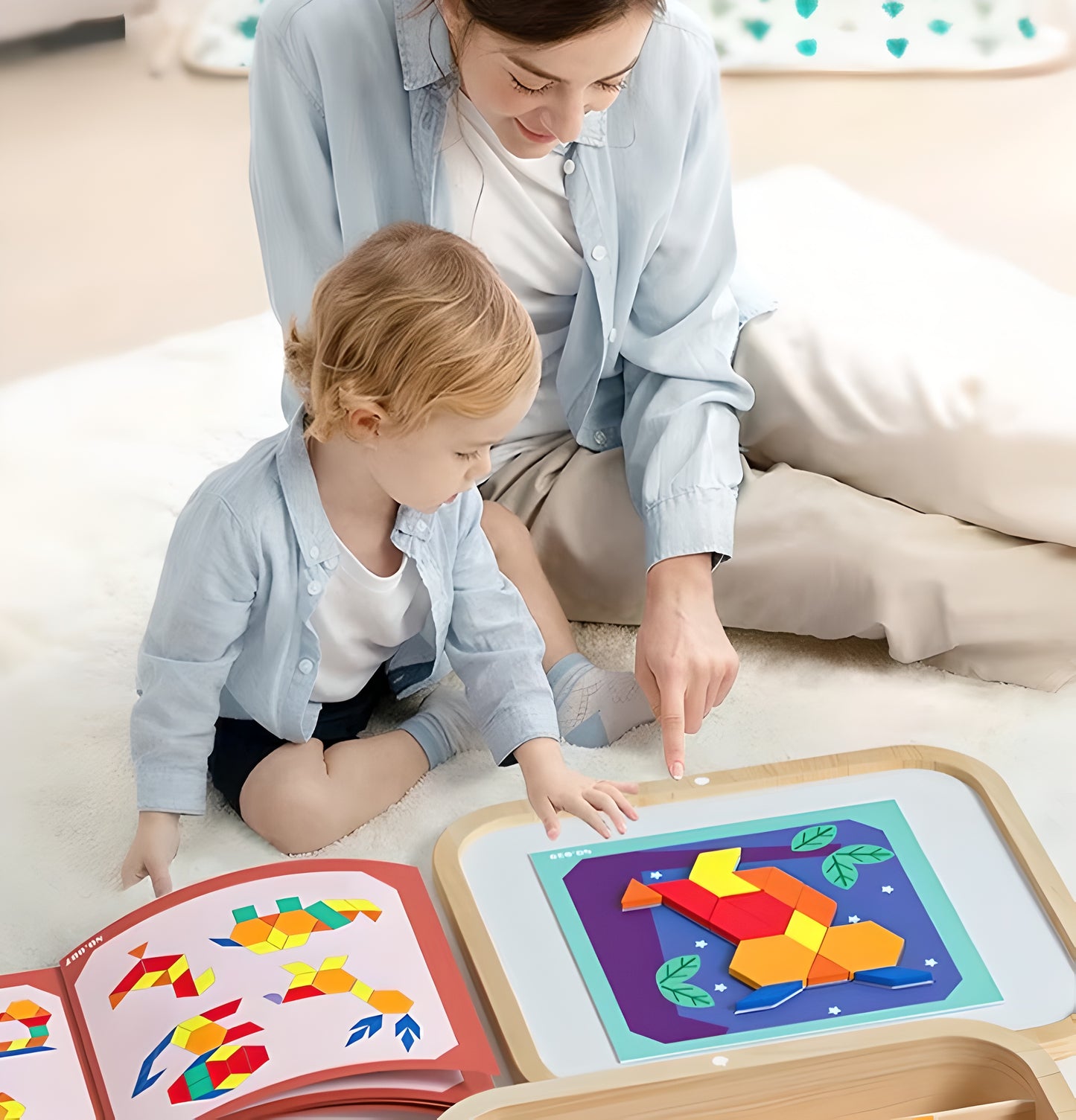 Montessori Magnetic Mosaic in a Wooden Box