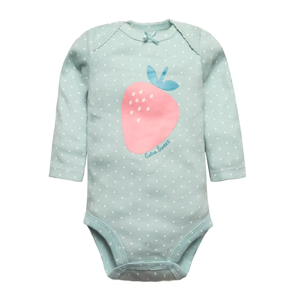 Long & Short Sleeves 5-Pack Baby Girl Onesies 100% Cotton Nature Prints