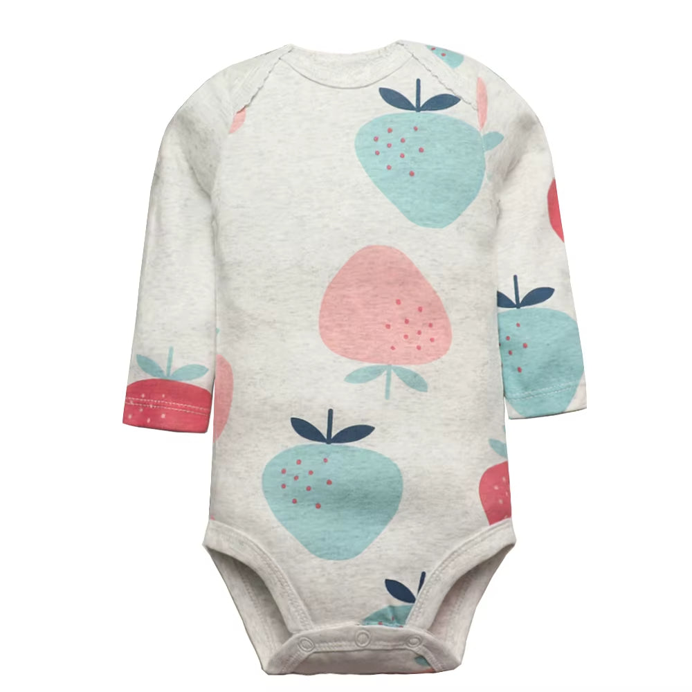 Long & Short Sleeves 5-Pack Baby Girl Onesies 100% Cotton Nature Prints