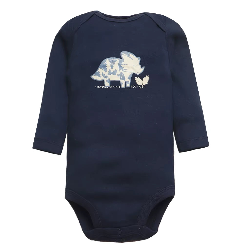 Long & Short Sleeves 5-pack bodysuits Baby Boy Onesies 100% Cotton Safari Animals