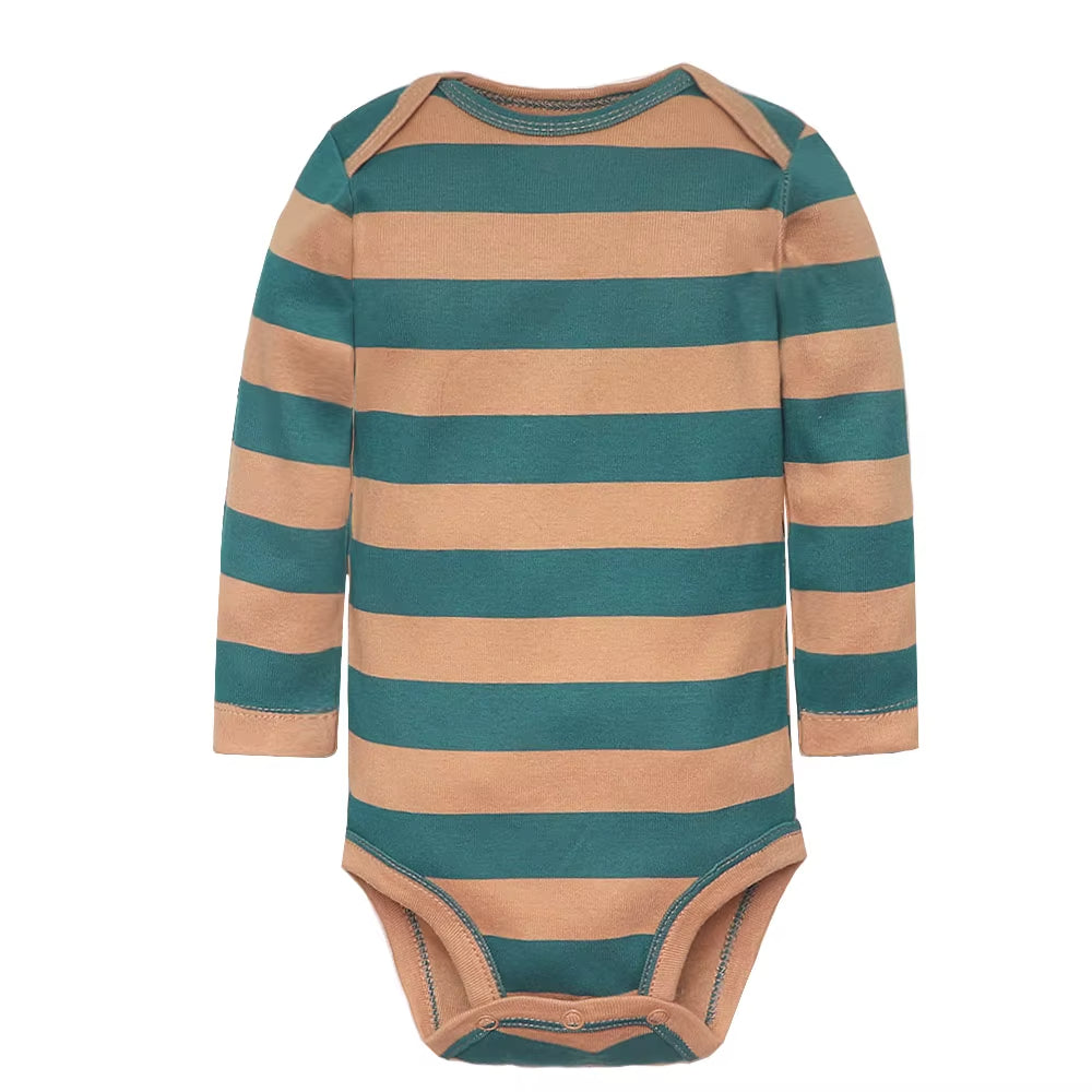 Long & Short Sleeves 5-Pack Baby Boy Onesies Cotton Animal Prints & Classic Stripes