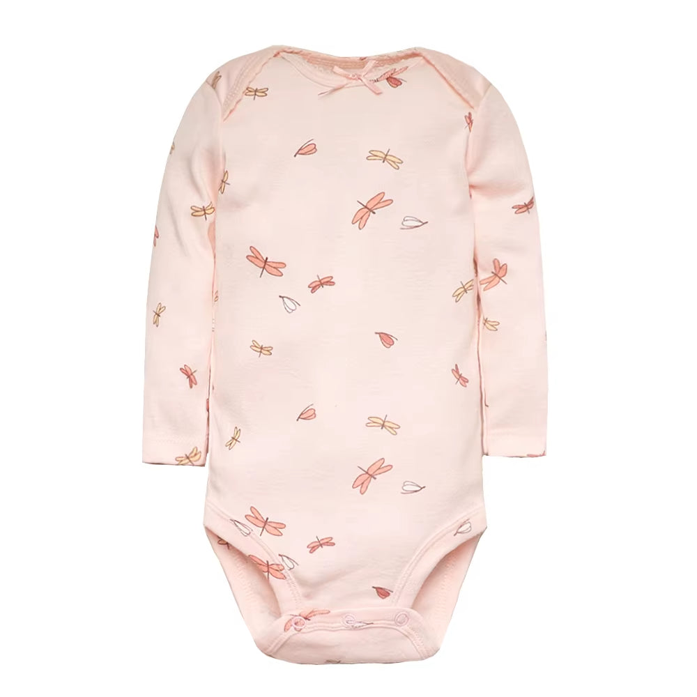 Long & Short Sleeves 5-Pack Bodysuits Baby Girl Peach Onesies 100% Cotton