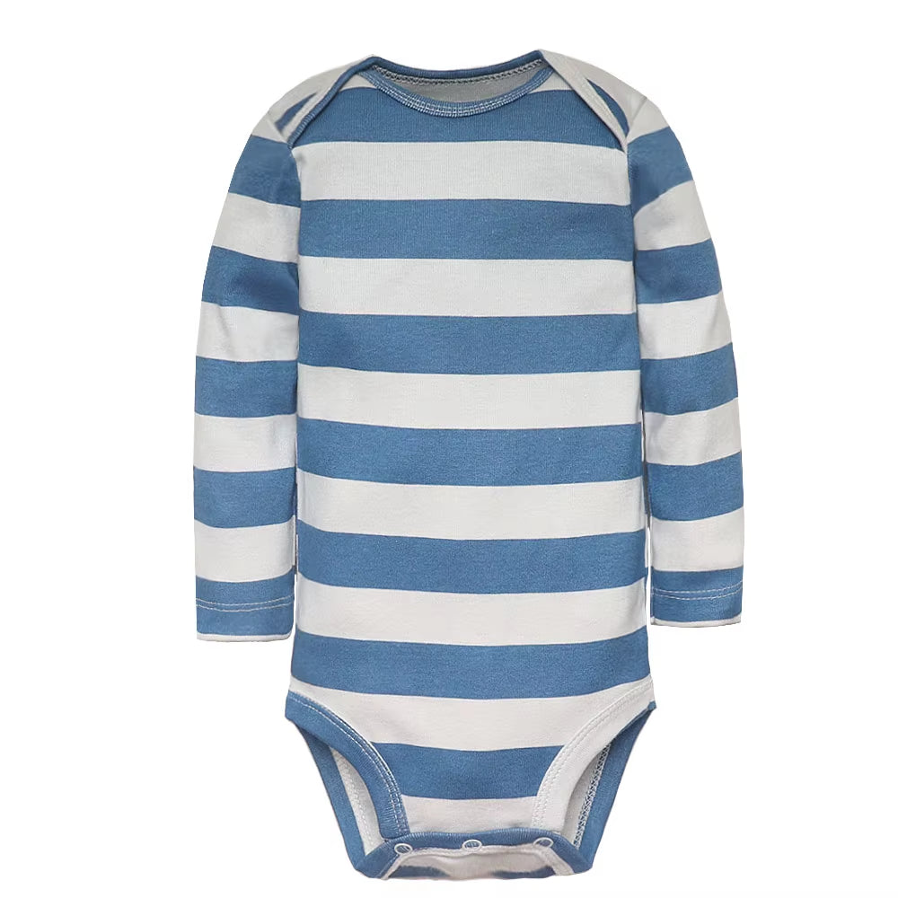 Long & Short Sleeves 5-Pack Baby Boy Onesies Cotton Animal Prints & Classic Stripes