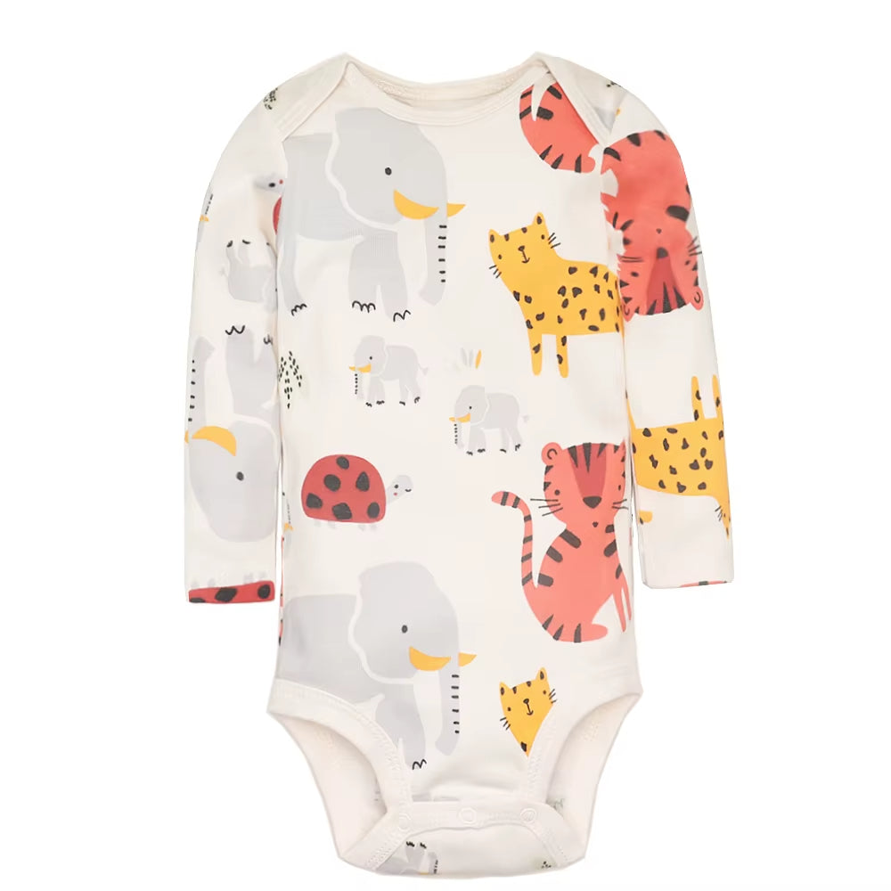 Long & Short Sleeves 5-pack bodysuits Baby Boy Onesies 100% Cotton Safari Adventure