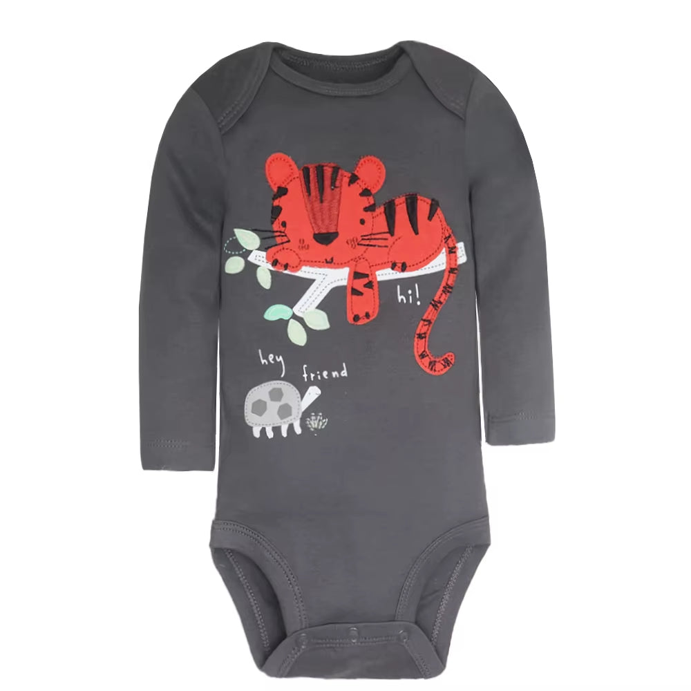 Long & Short Sleeves 5-pack bodysuits Baby Boy Onesies 100% Cotton Safari Adventure
