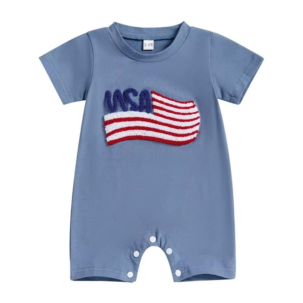 Baby Romper American Flag Embroidery Jumpsuit