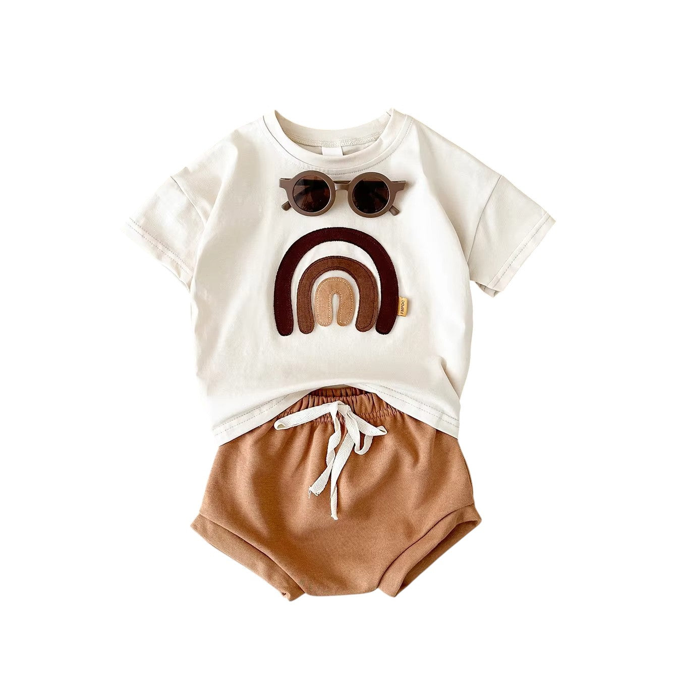 Rainbow Patchwork T-shirt & Shorts Baby Set