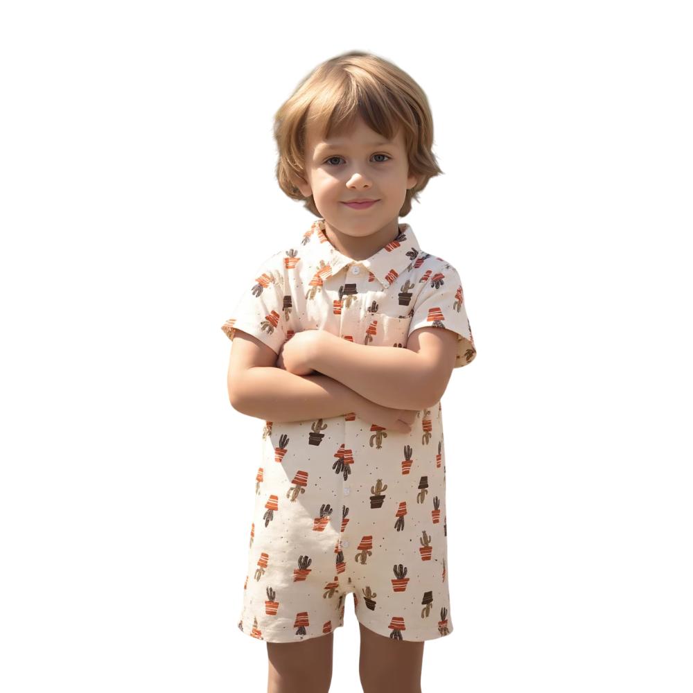 Baby Boy Cotton Romper Summer Jumpsuit Short Sleeve for 3-24 Months