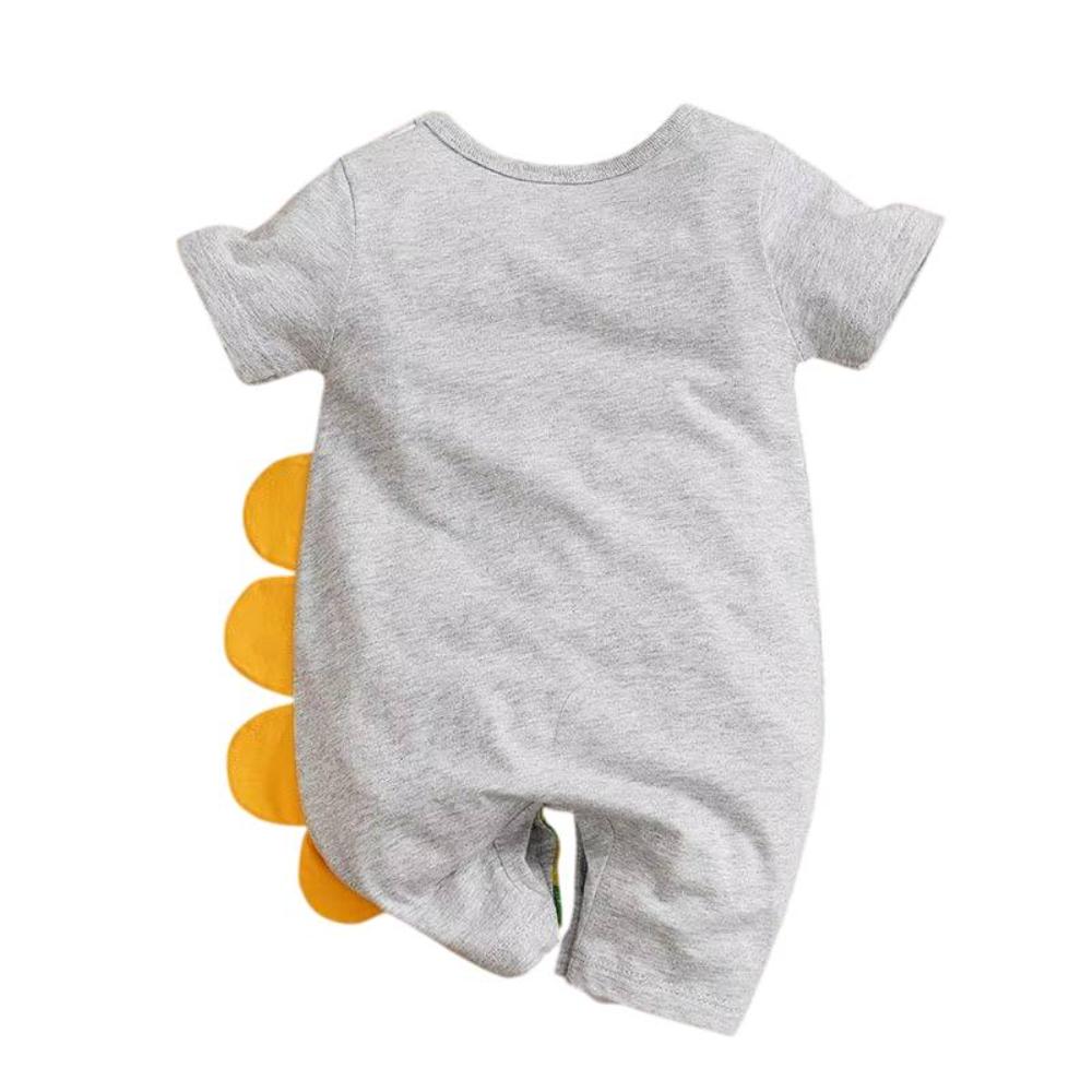 Baby Cotton Short Sleeve Romper with 3D Crocodile Print
