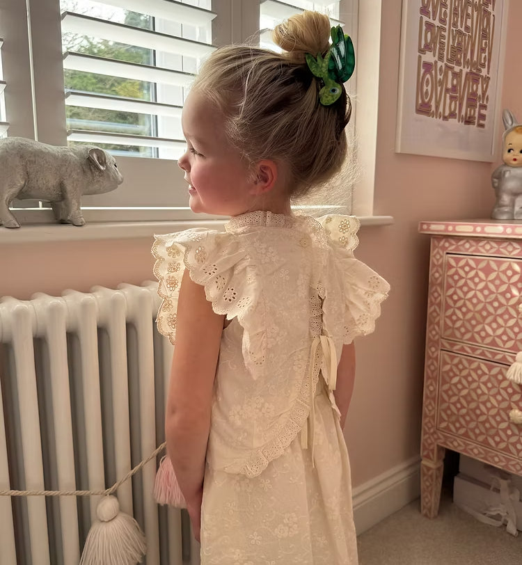 Baby Girls Detailed Broderie Anglaise Cotton Maxi Skirt Set