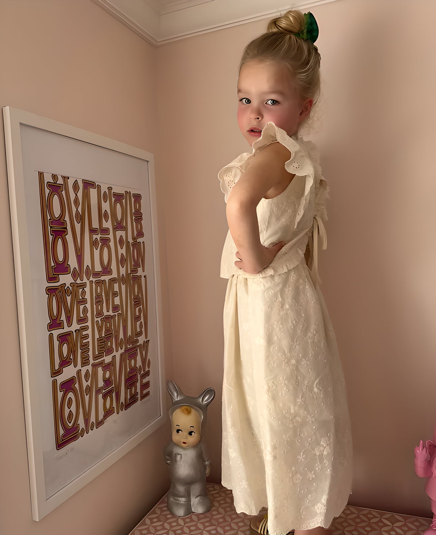 Baby Girls Detailed Broderie Anglaise Cotton Maxi Skirt Set