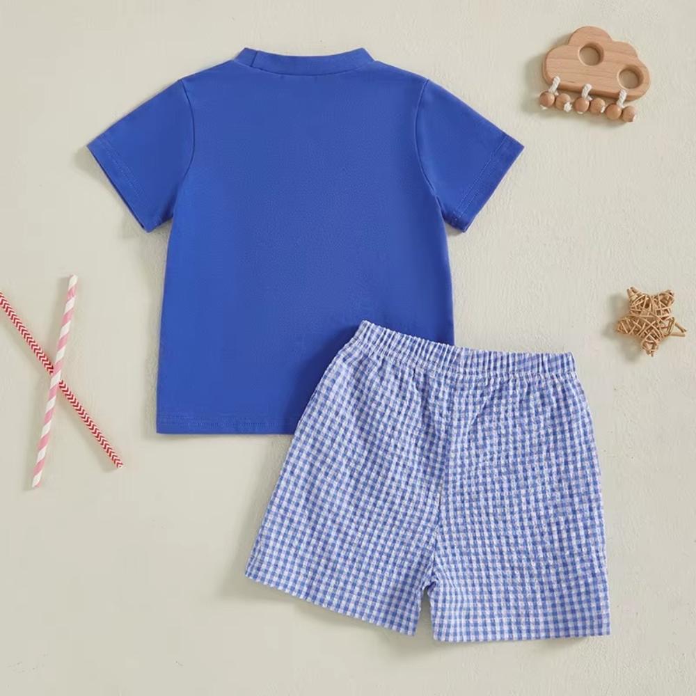 Boys Dog Embroidery Short Sleeve Shirt & Shorts Set