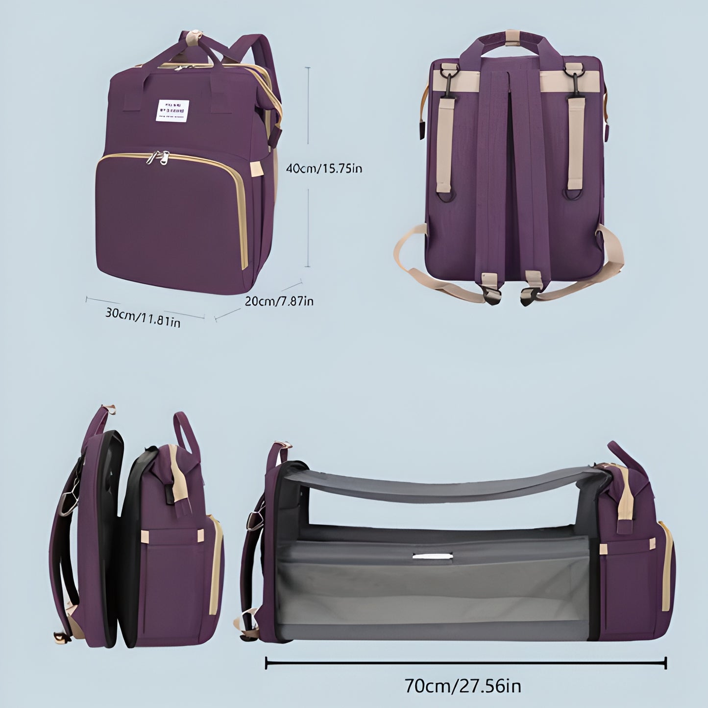 Diaper Bag with Folding Baby Bed