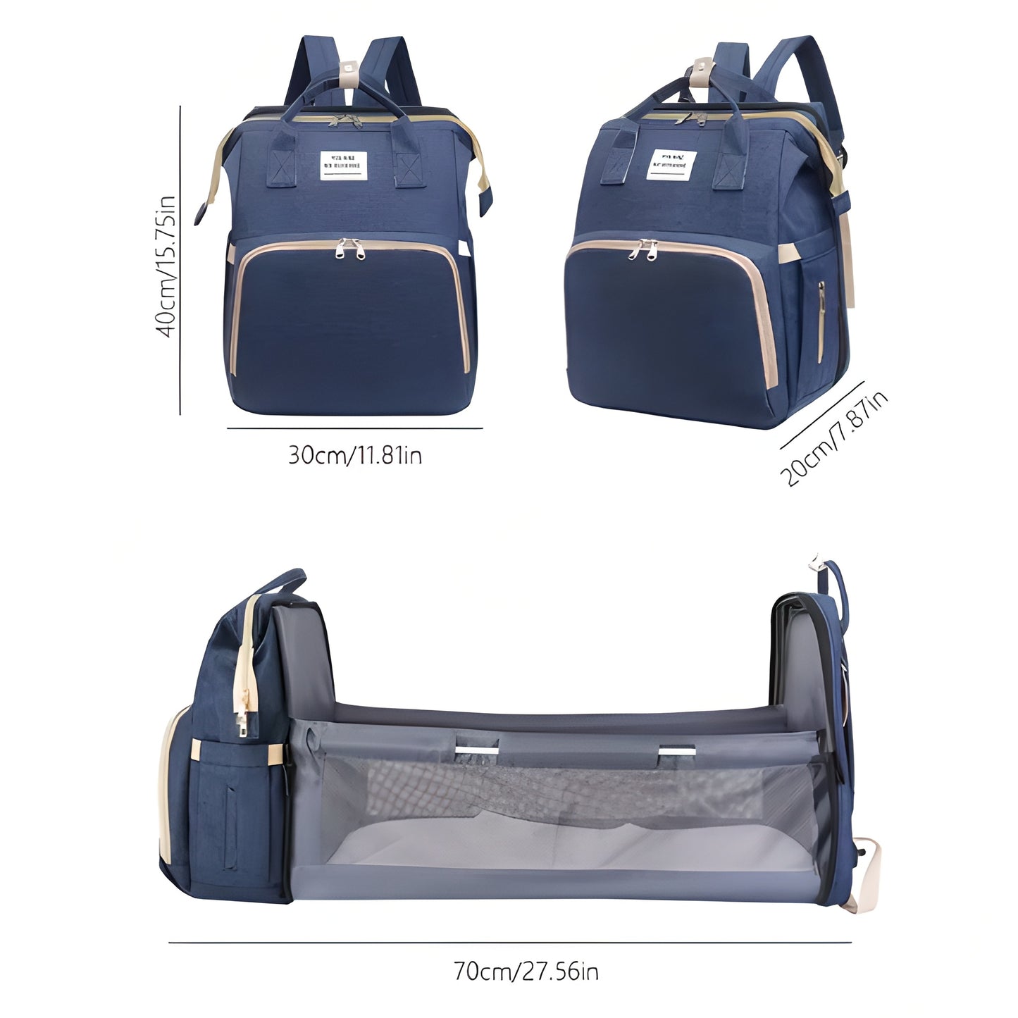 Diaper Bag with Folding Baby Bed