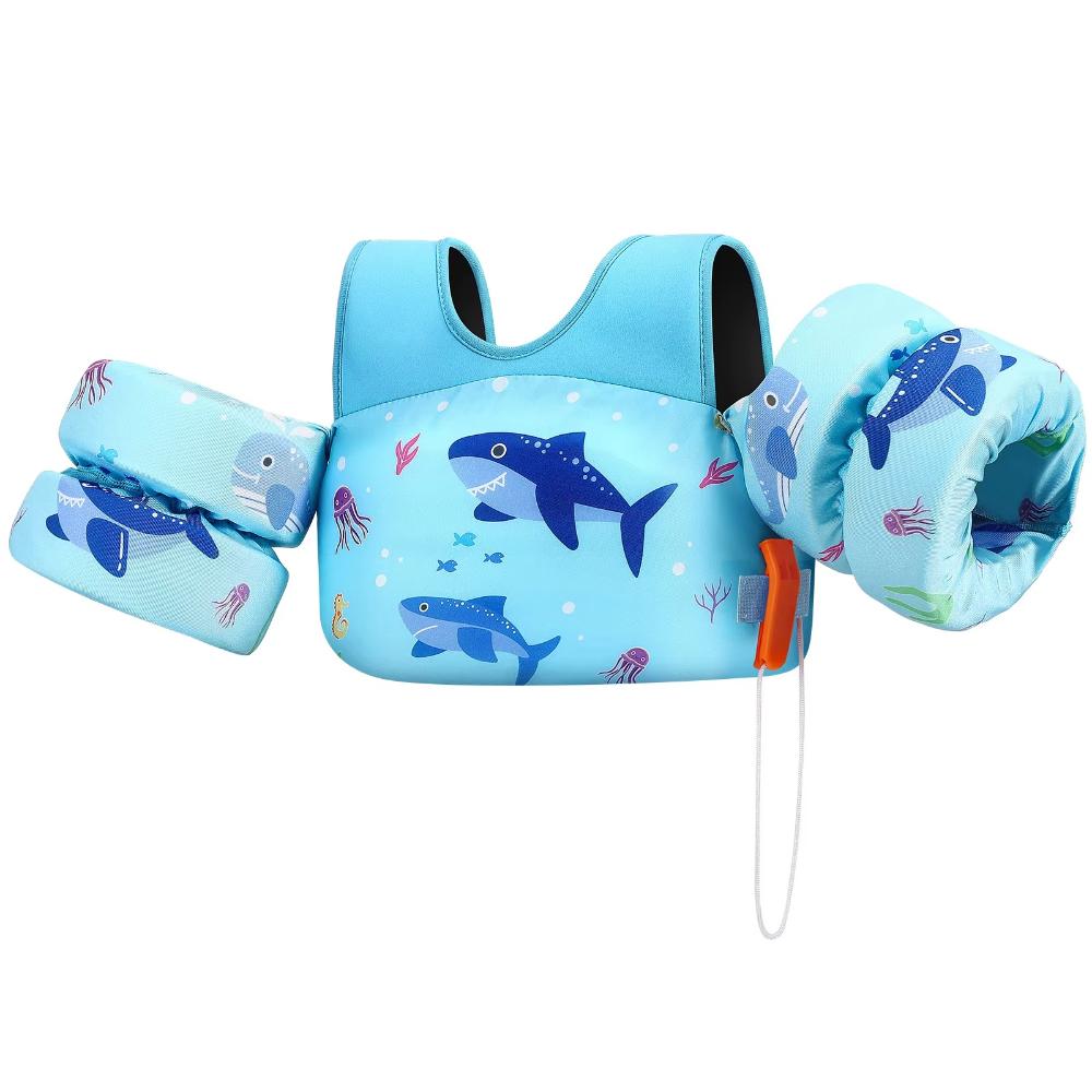 Kids Life Vest with Arm Floats and Whistle Foam Swim Jacket