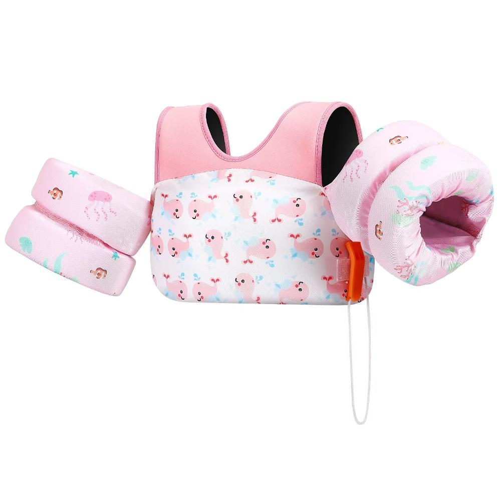 Kids Life Vest with Arm Floats and Whistle Foam Swim Jacket