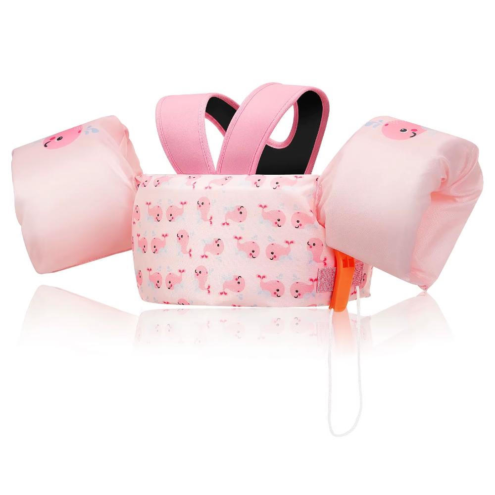 Kids Life Vest with Arm Floats and Whistle Foam Swim Jacket
