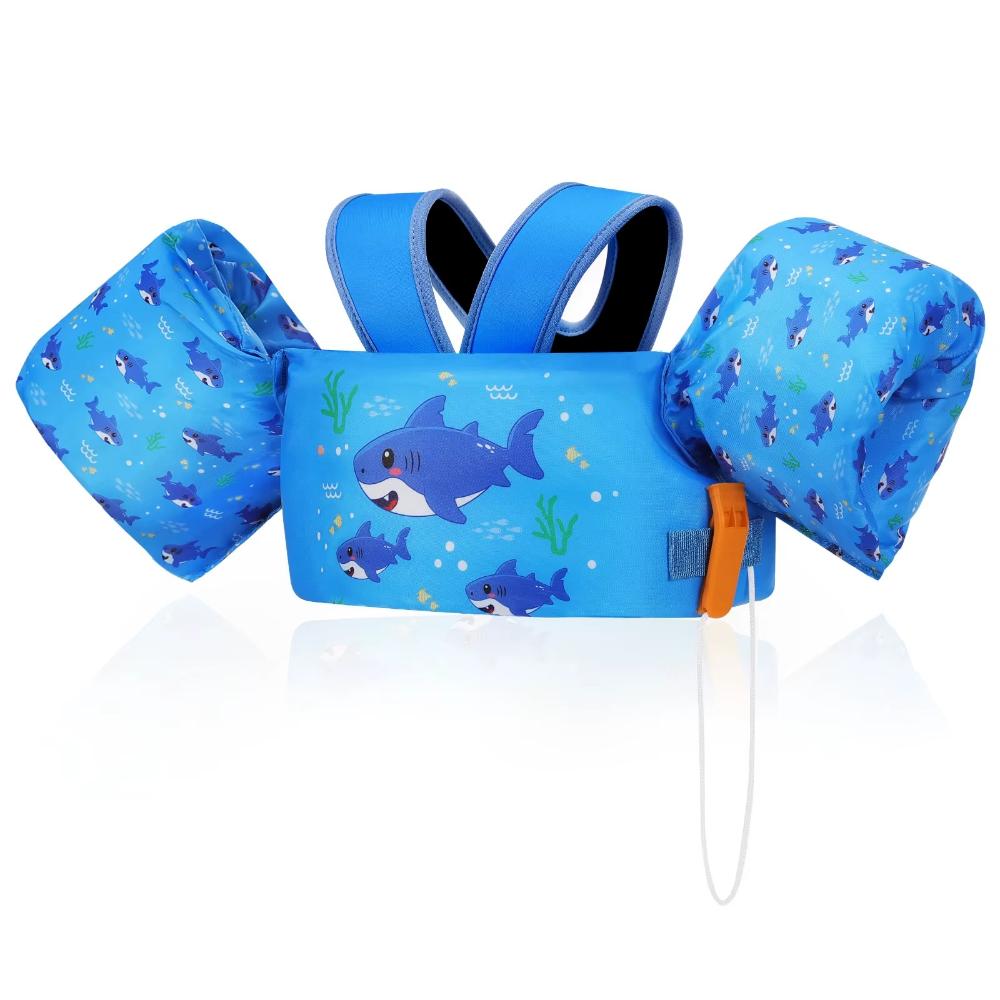 Kids Life Vest with Arm Floats and Whistle Foam Swim Jacket