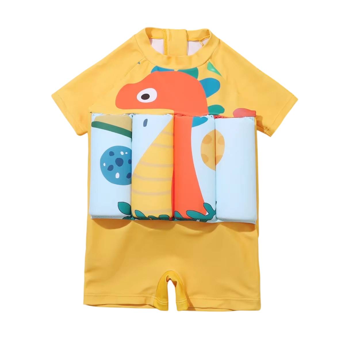 Kids Dinosaur Flotation Swimsuit with Short Sleeves for Boys and Girls