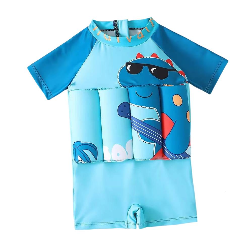 Kids Dinosaur Flotation Swimsuit with Short Sleeves for Boys and Girls