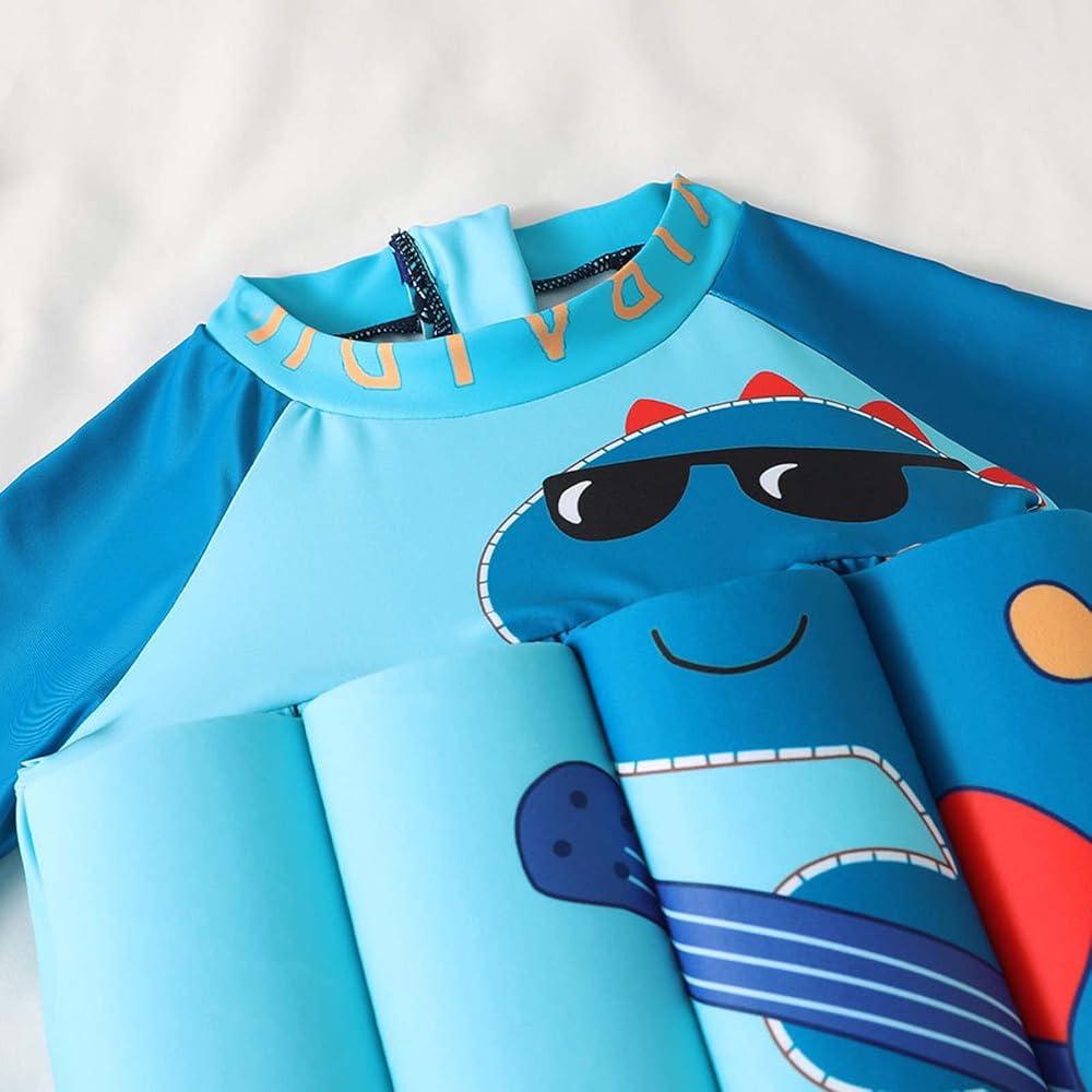 Kids Dinosaur Flotation Swimsuit with Short Sleeves for Boys and Girls