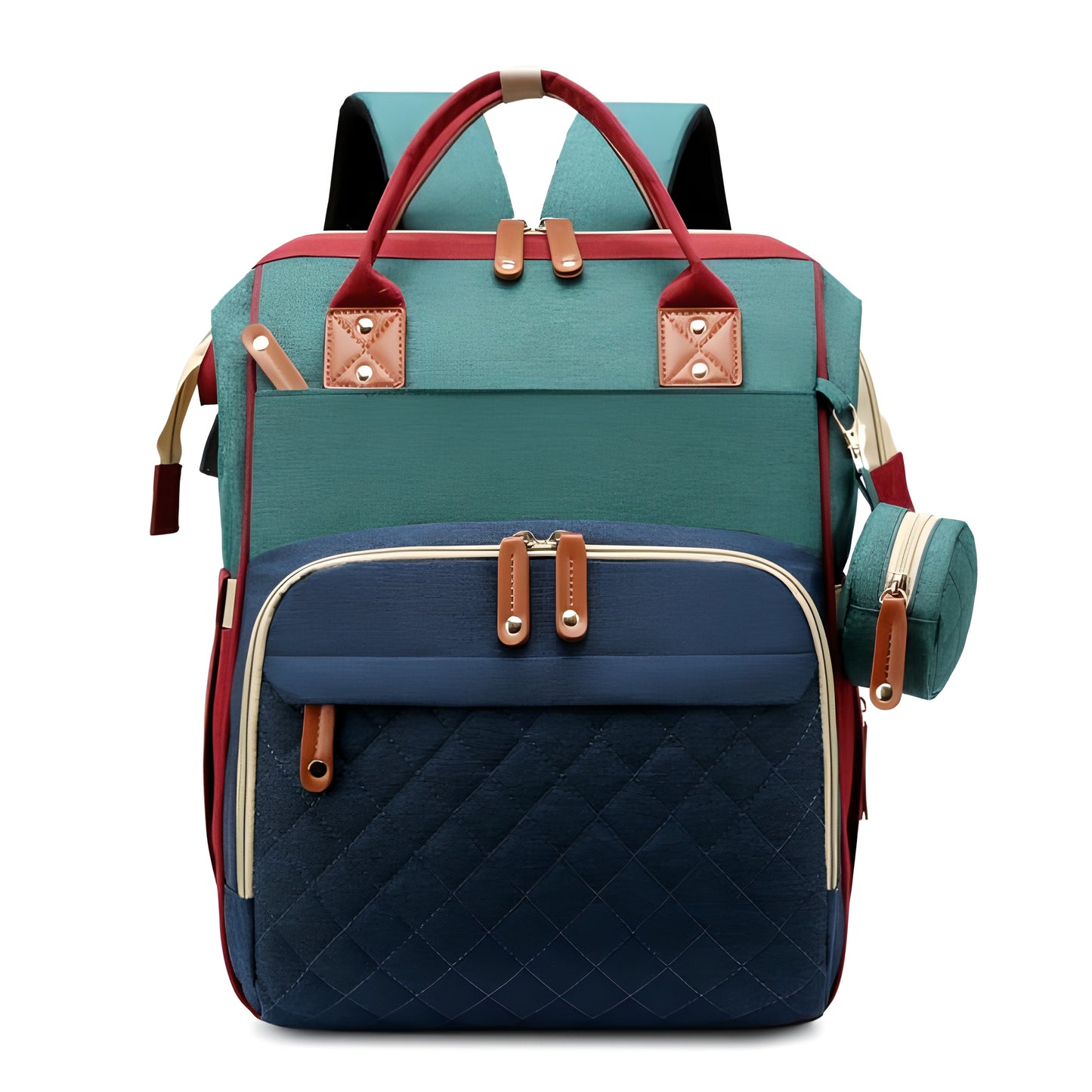Expandable Diaper Bag Backpack with USB Charger & Portable Bed