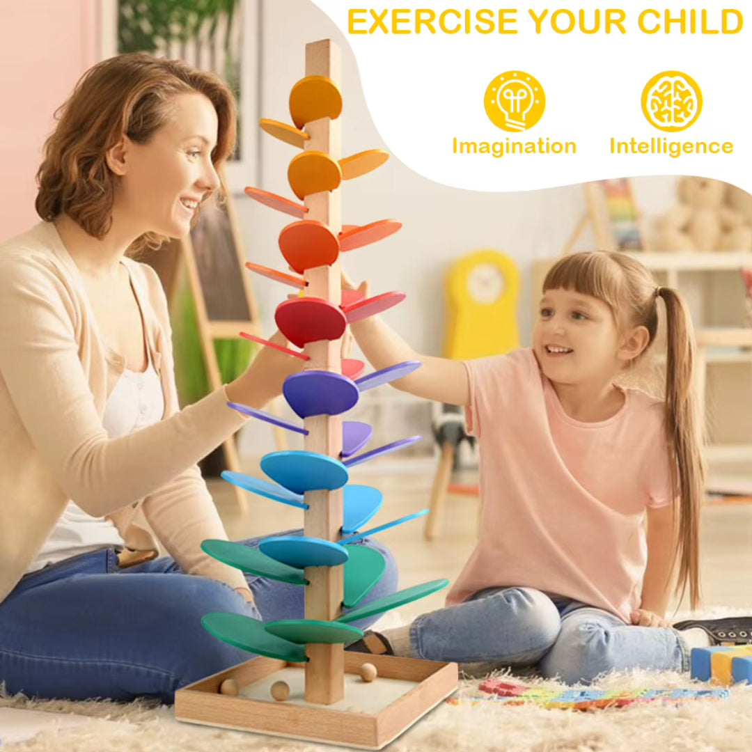 Montessori Wooden Rainbow Tree Ball Track – Musical Instruments Toy