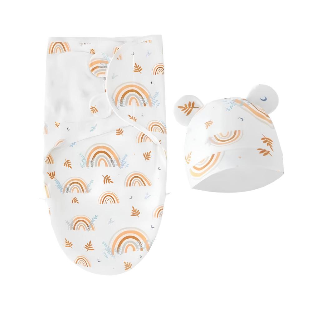 Newborn Swaddle and Hat Set Soft Cotton 0β3 Months