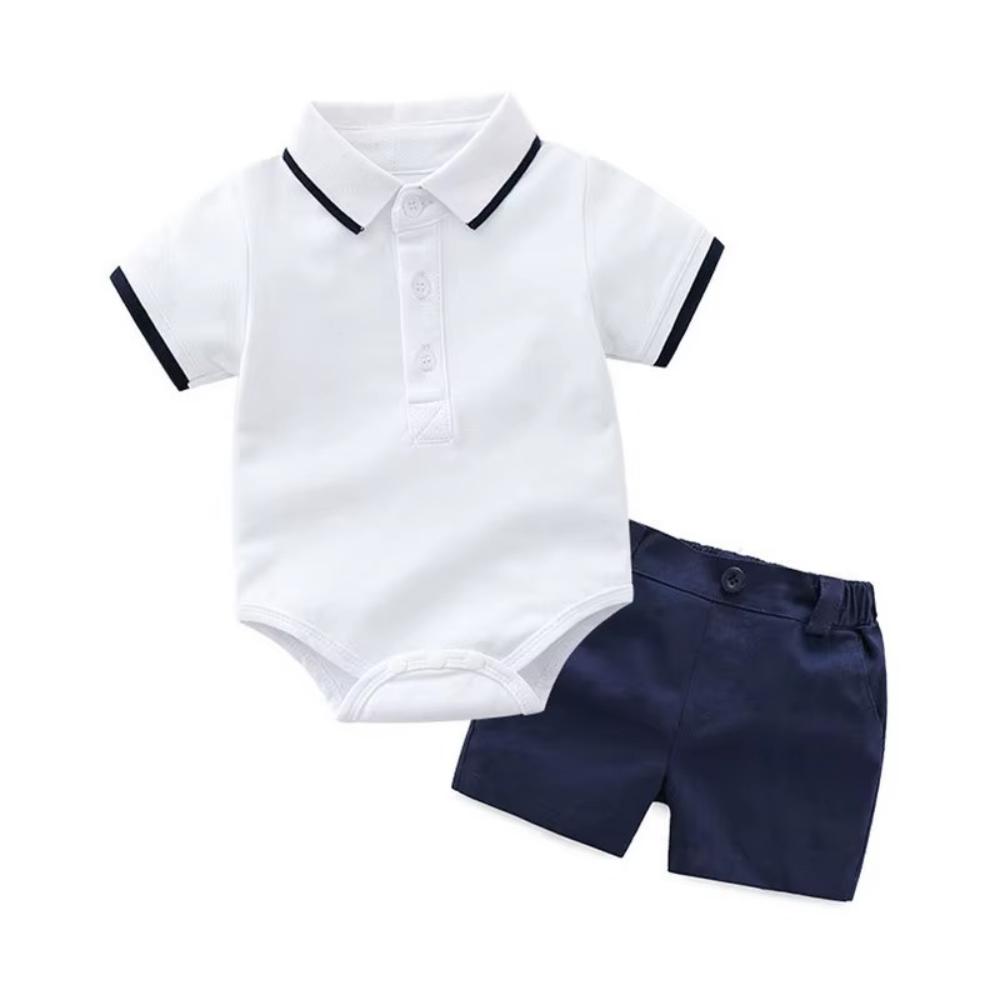 Baby Boy Summer Romper Outfit Polo Shirt and Shorts Set