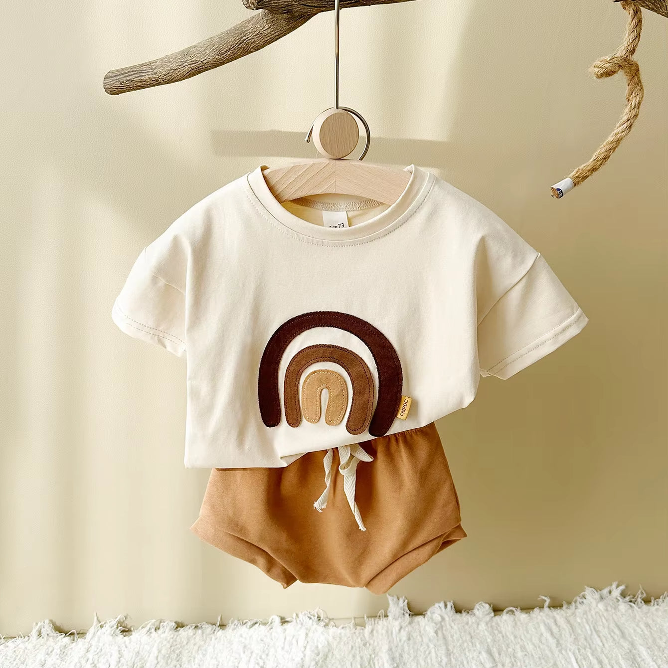 Rainbow Patchwork T-shirt & Shorts Baby Set
