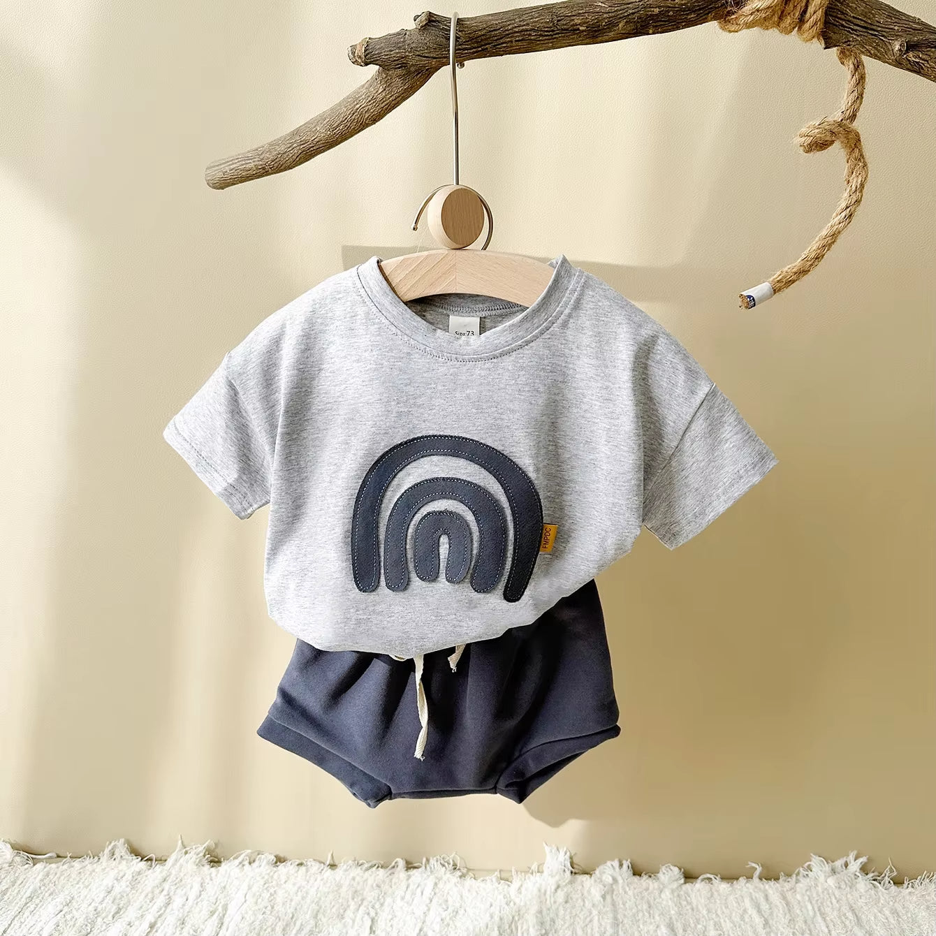 Rainbow Patchwork T-shirt & Shorts Baby Set