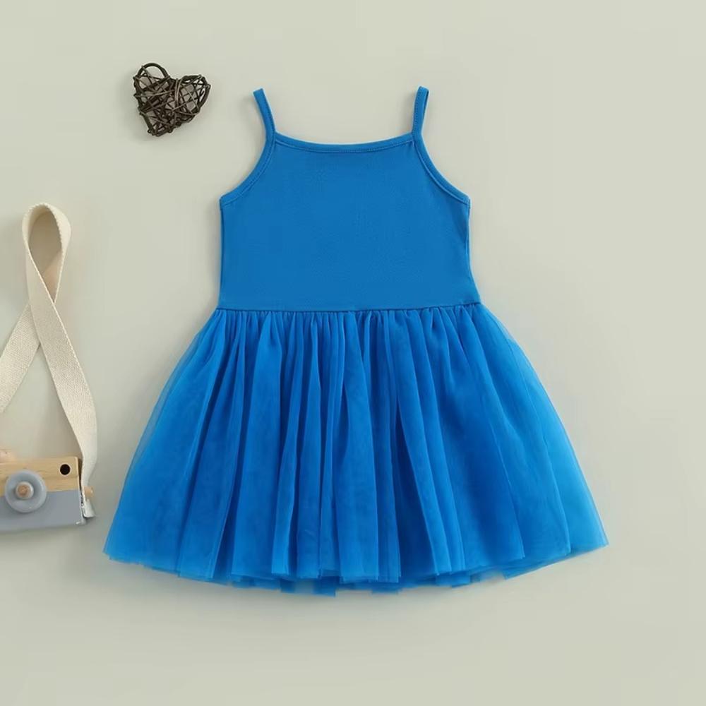 Toddler Girl 4th of July Tulle Dress with USA Letters