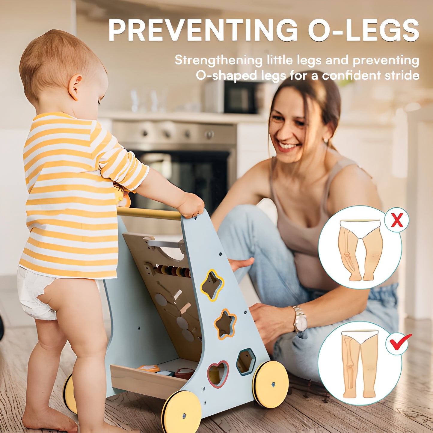 Wooden Baby Walker with Wheels Montessori Push Toys