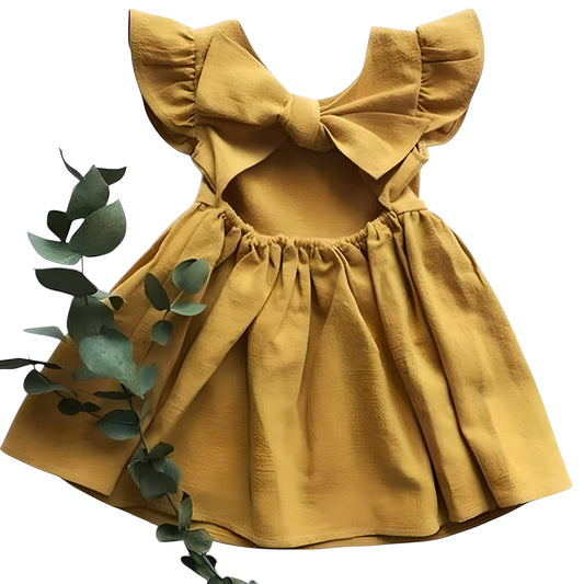 Cozy Flower Girls Dress Summer Bow Dress