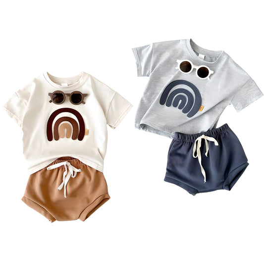 Rainbow Patchwork T-shirt & Shorts Baby Set
