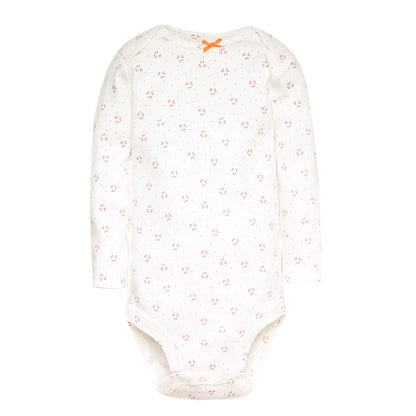Long & Short Sleeves 5-Pack Bodysuits Baby Girl Peach Onesies 100% Cotton