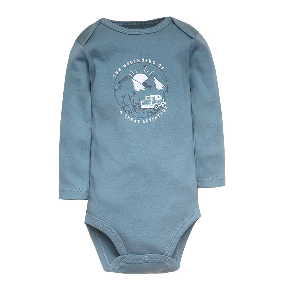 Long & Short Sleeves 5-pack bodysuits Baby Boy Onesies 100% Cotton Soft Earth Tones