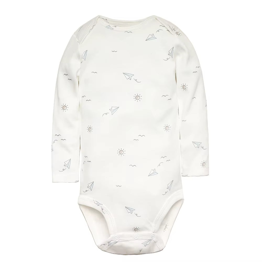 Long & Short Sleeves 5-pack bodysuits Baby Boy Onesies 100% Cotton Soft Earth Tones