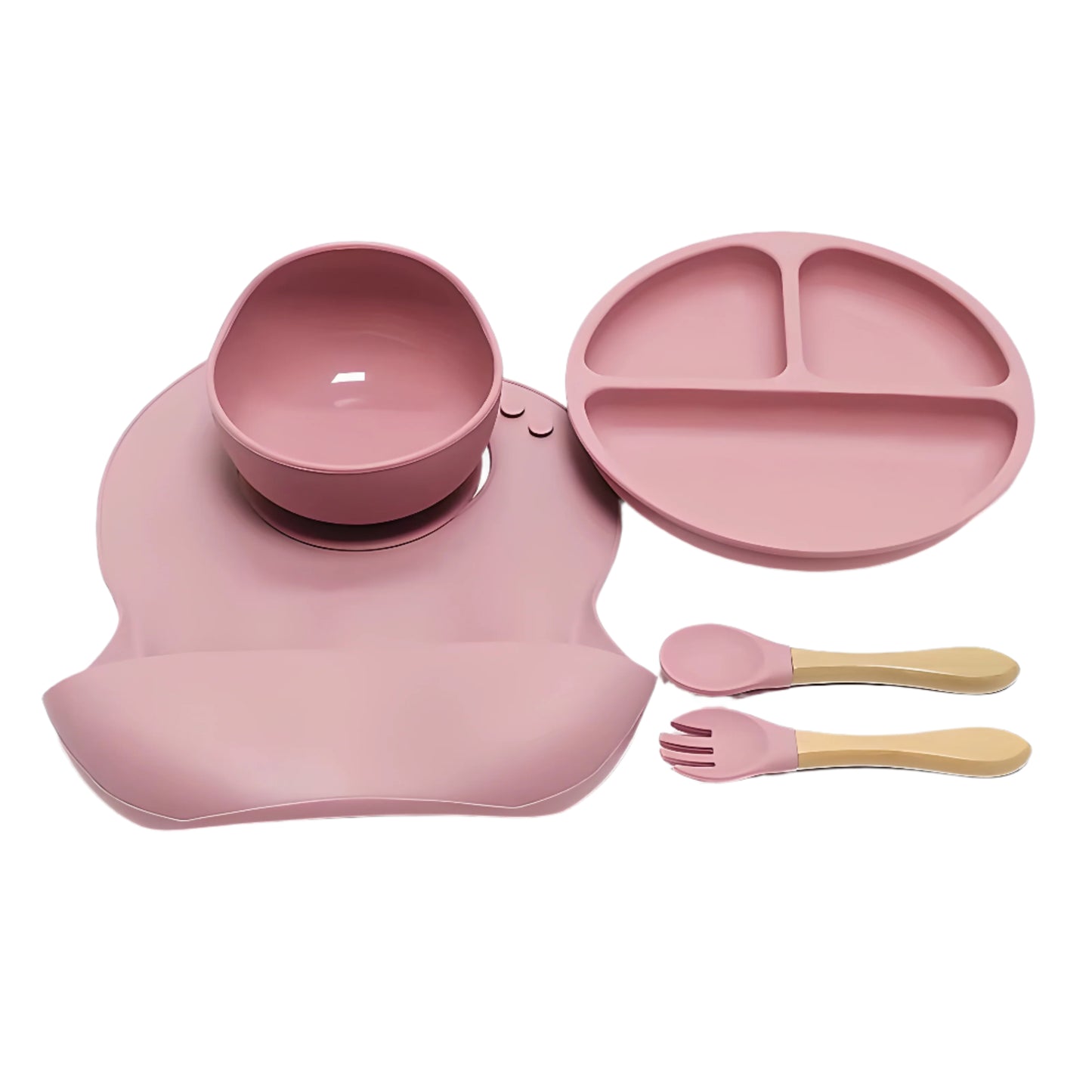 5pcs Children's Silicone Dinner Plate Set Anti-Fall