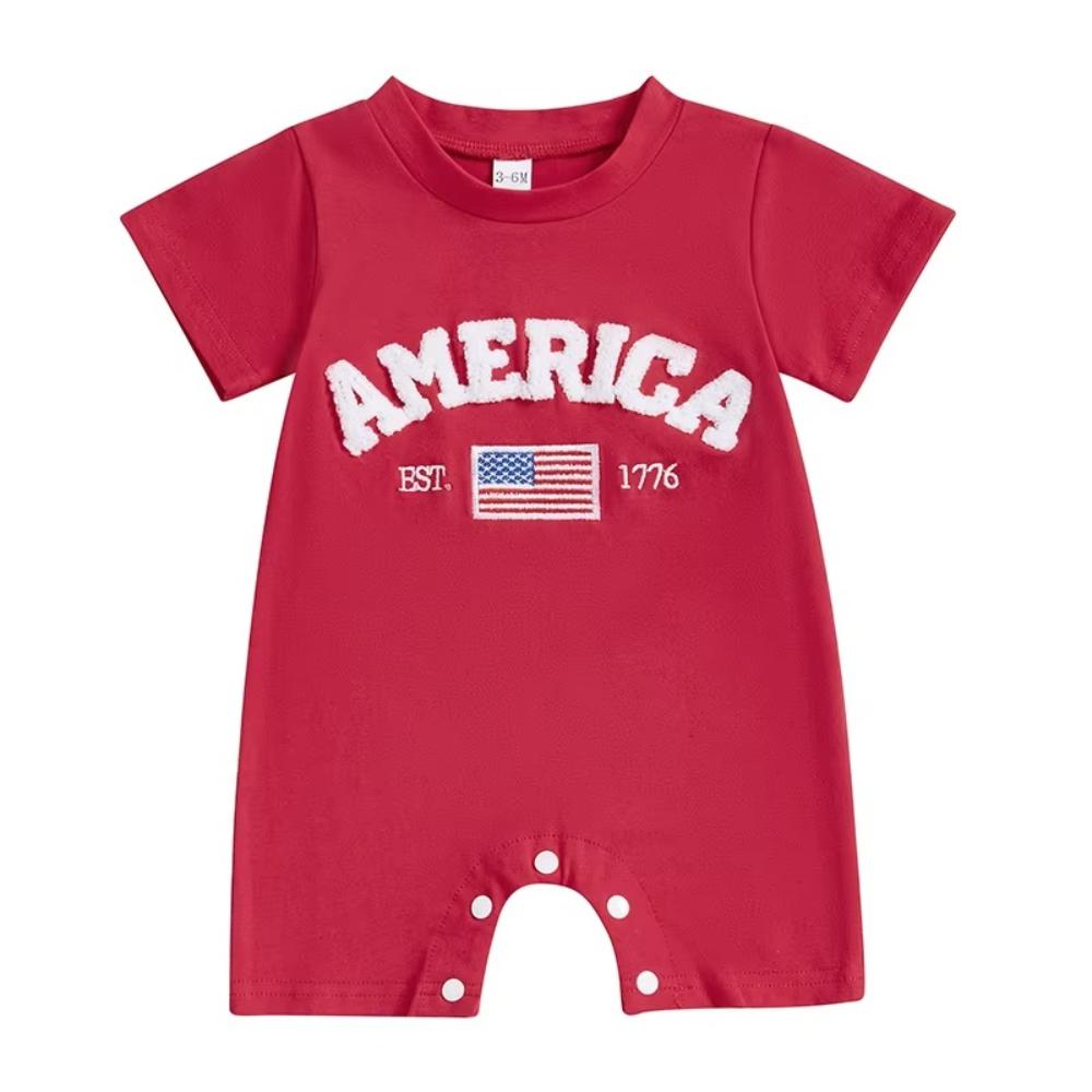Baby Romper American Flag Embroidery Jumpsuit