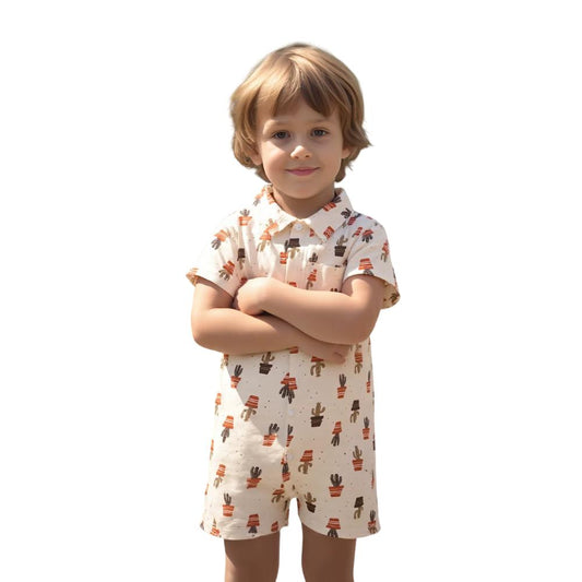 Baby Boy Cotton Romper Summer Jumpsuit Short Sleeve for 3-24 Months