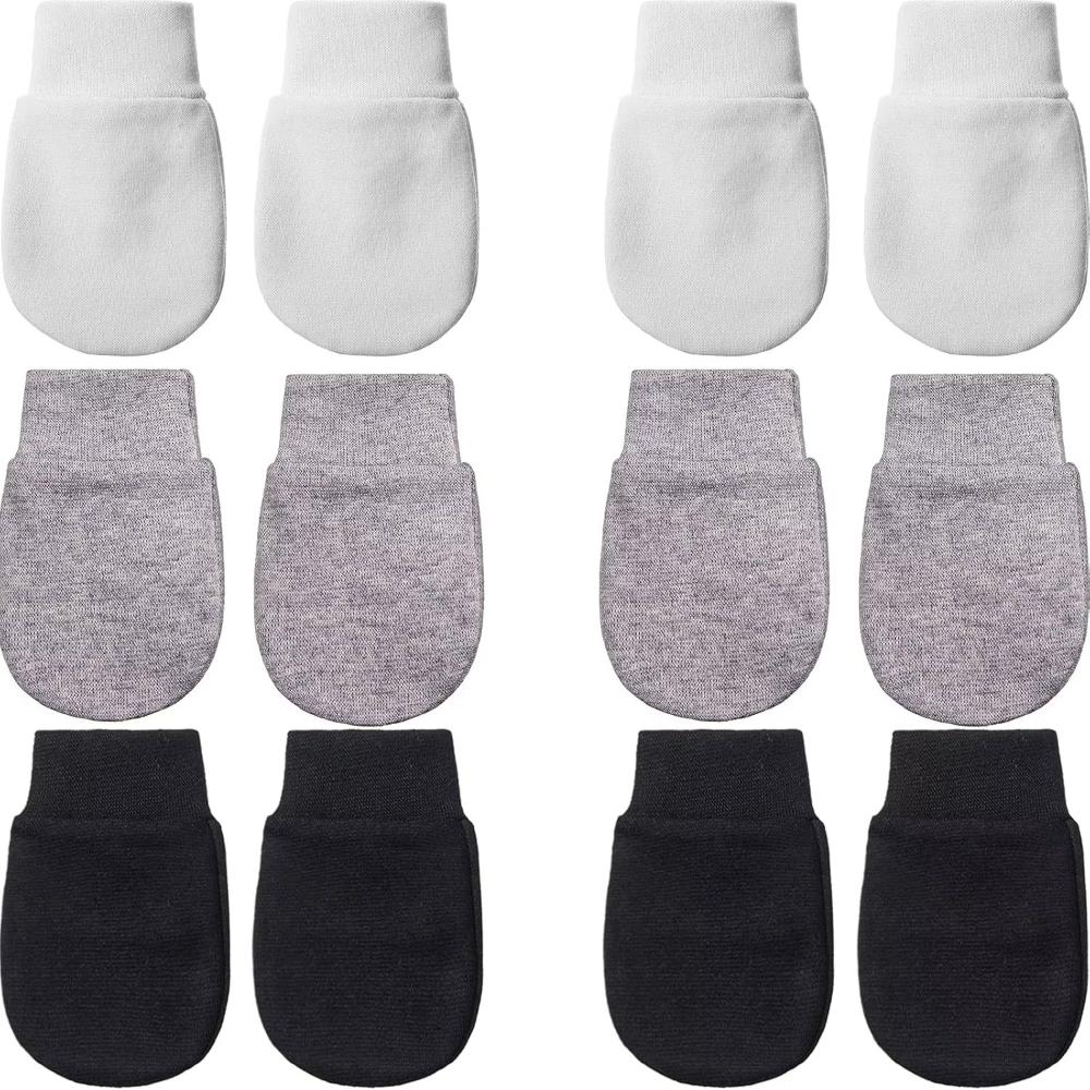 6 Pairs Baby Scratch Mittens Soft Cotton Newborn Gloves