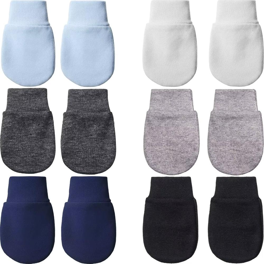 6 Pairs Baby Scratch Mittens Soft Cotton Newborn Gloves
