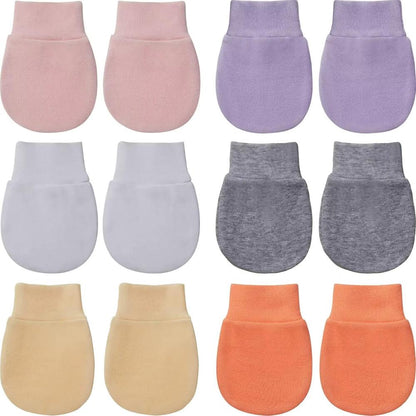 6 Pairs Baby Scratch Mittens Soft Cotton Newborn Gloves
