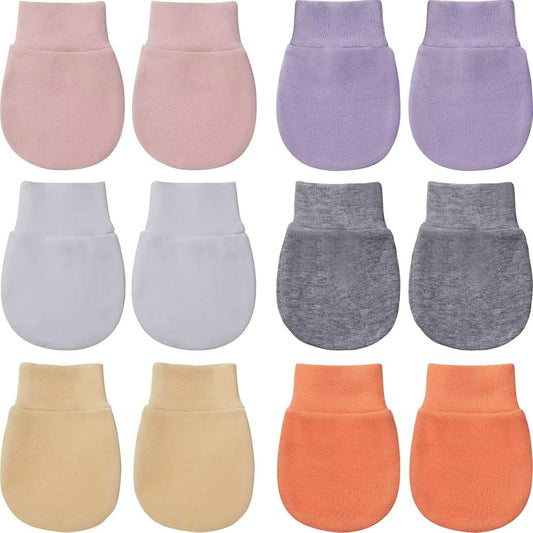 6 Pairs Baby Scratch Mittens Soft Cotton Newborn Gloves