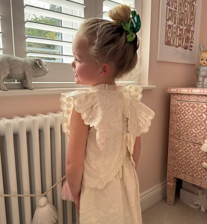 Baby Girls Detailed Broderie Anglaise Cotton Maxi Skirt Set