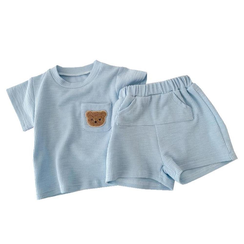 Toddler Cotton Outfit Bear Pocket Top and Shorts Set